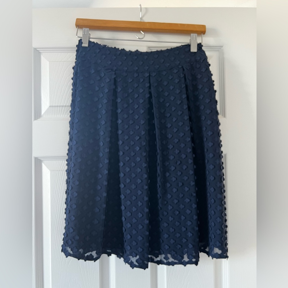 Maison Jules Navy Textured A-Line Skirt